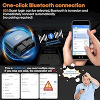 Escáner OBD2 Lector de código Bluetooth: Inteligente AI Auto Connect Wireless Car Scanner Herramienta de diagnóstico de datos en vivo para iOS/Android Código de error de motor claro